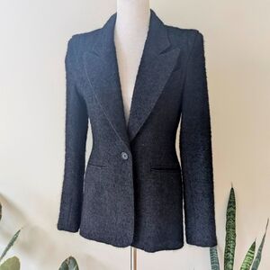 Smythe Charcoal Black Herringbone Blazer Size 10